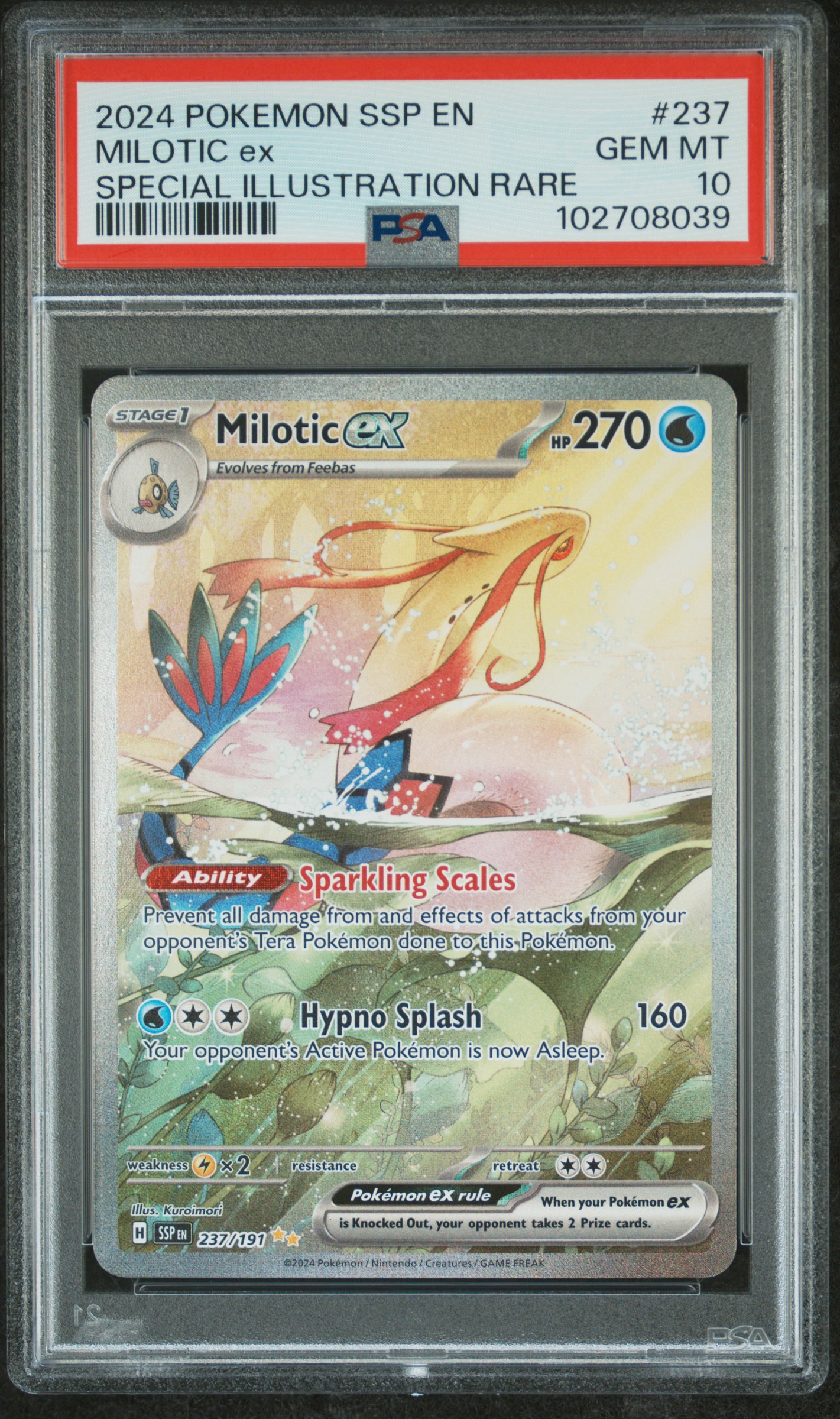 2024 Pokemon Ssp En-Surging Sparks Milotic Ex #237 (Special Illustration Rare) Gem Mt 10 front