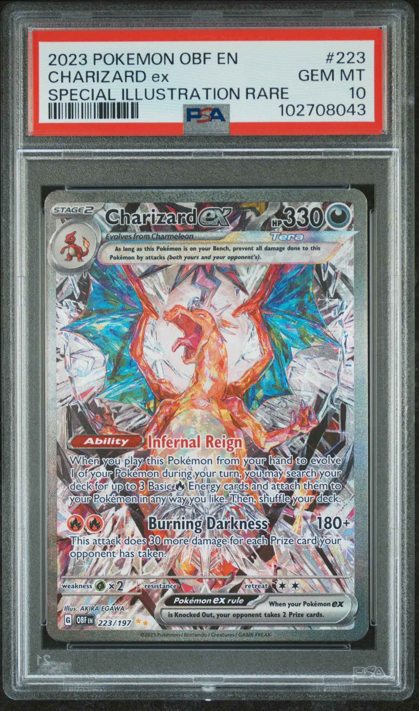 2023 Pokemon Obf En-Obsidian Flames Charizard Ex #223 (Special Illustration Rare) Gem Mt 10 front