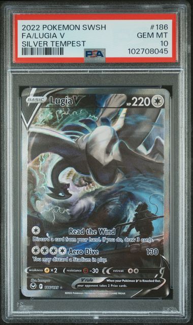 2022 Pokemon Sword & Shield Silver Tempest Fa/Lugia V #186 (Silver Tempest) Gem Mt 10 front