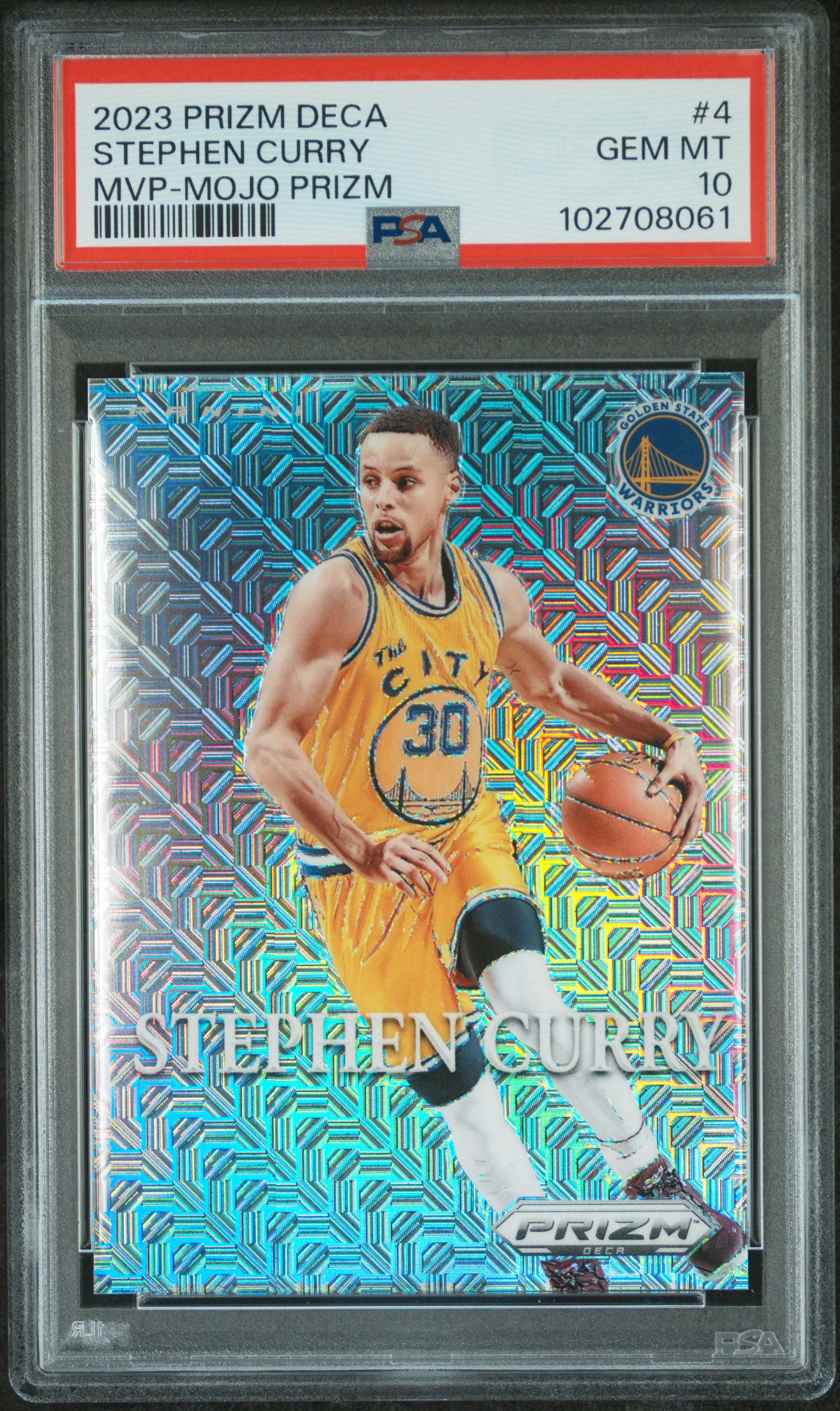 2023 Panini Prizm Deca Most Valuable Players Stephen Curry #4 (Mvp-Mojo Prizm) Gem Mt 10 front