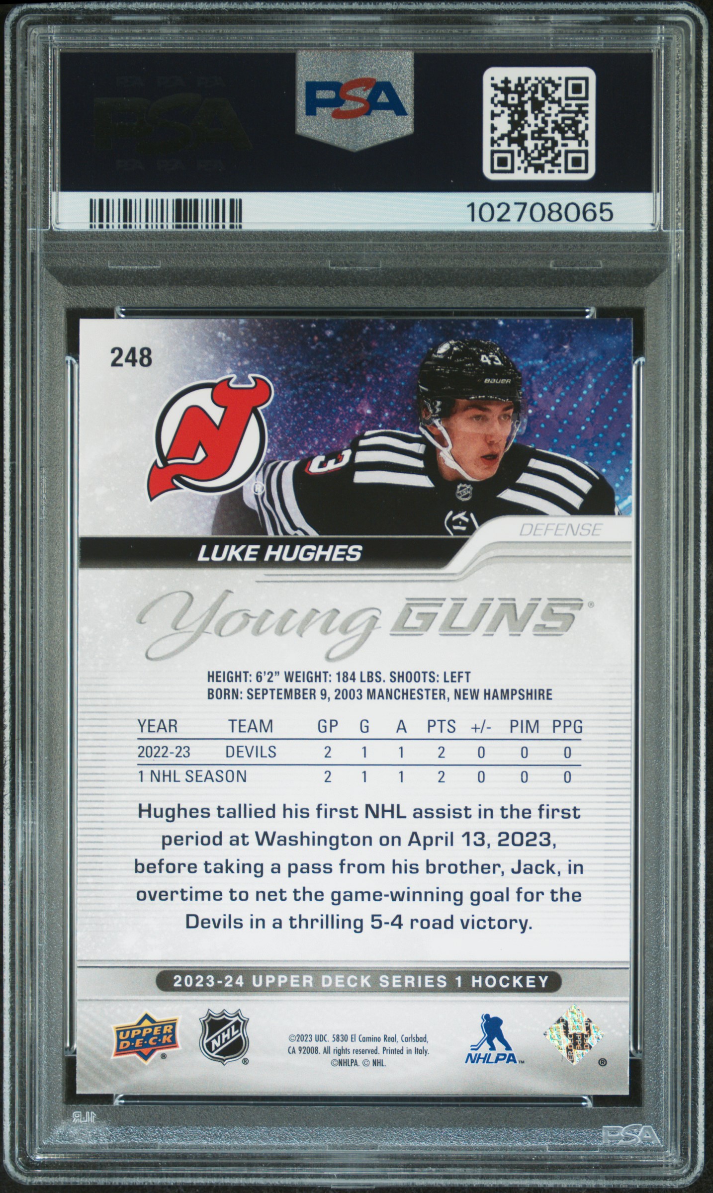 2023 Upper Deck Luke Hughes #248 Mint 9 back