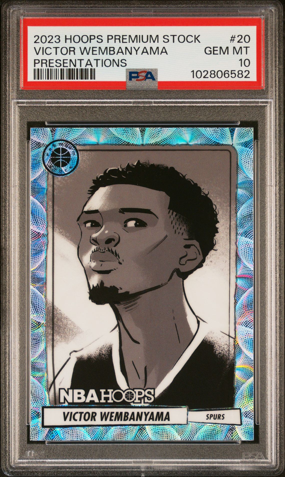 2023 Panini Hoops Premium Stock Presentations Victor Wembanyama #20 Gem Mt 10 front