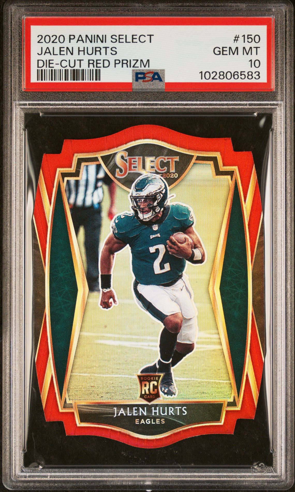 2020 Panini Select Jalen Hurts #150 (Die-Cut Red Prizm) Gem Mt 10 front