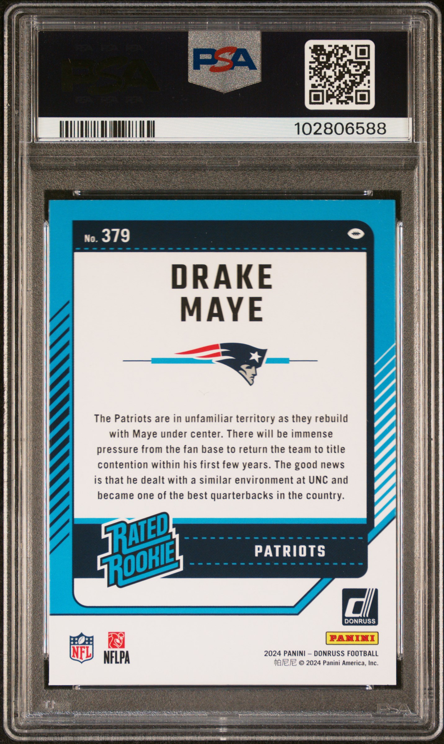 2024 Panini Donruss Drake Maye #379 Mint 9 back