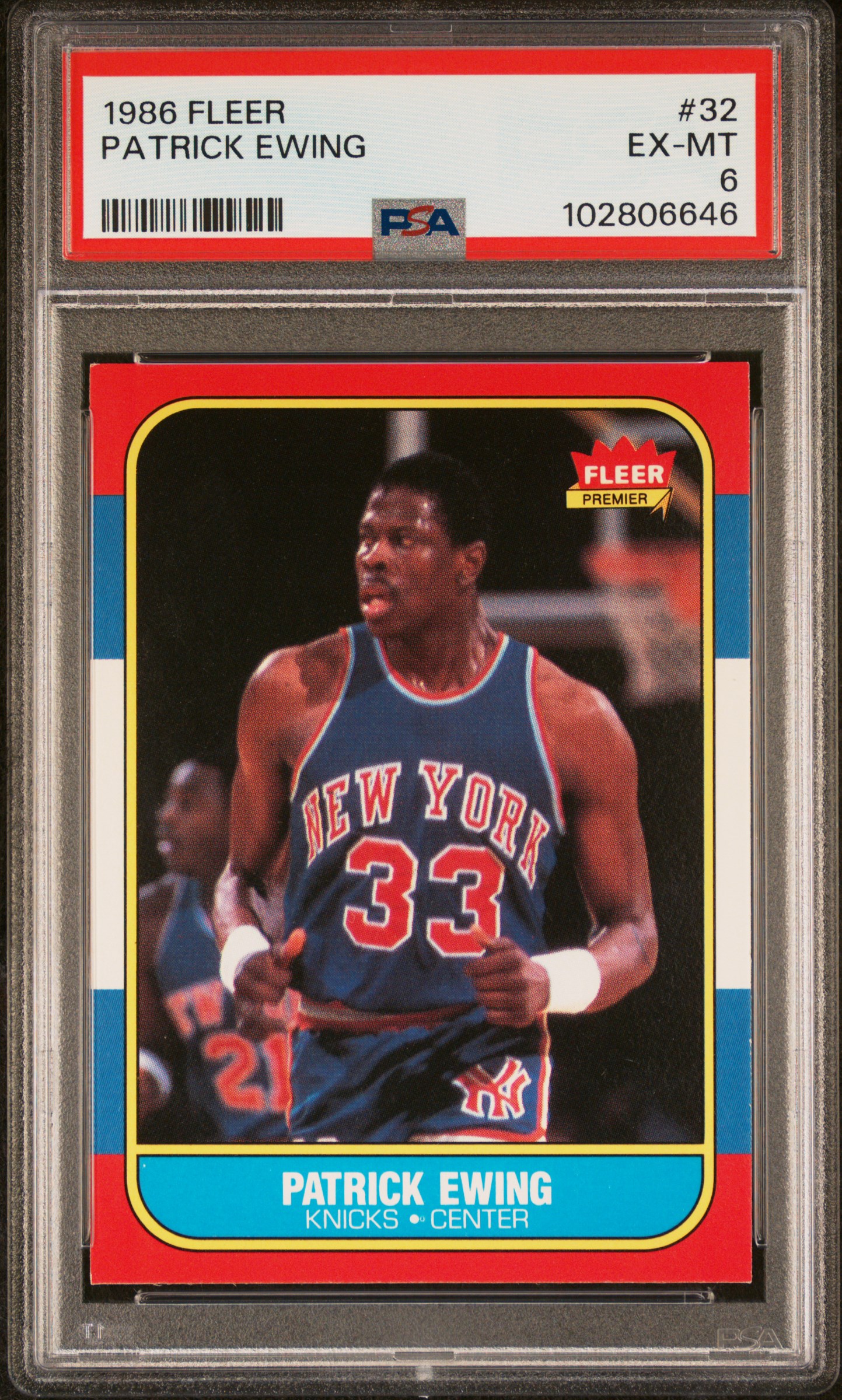 1986 Fleer Patrick Ewing #32 Ex-Mt 6 front