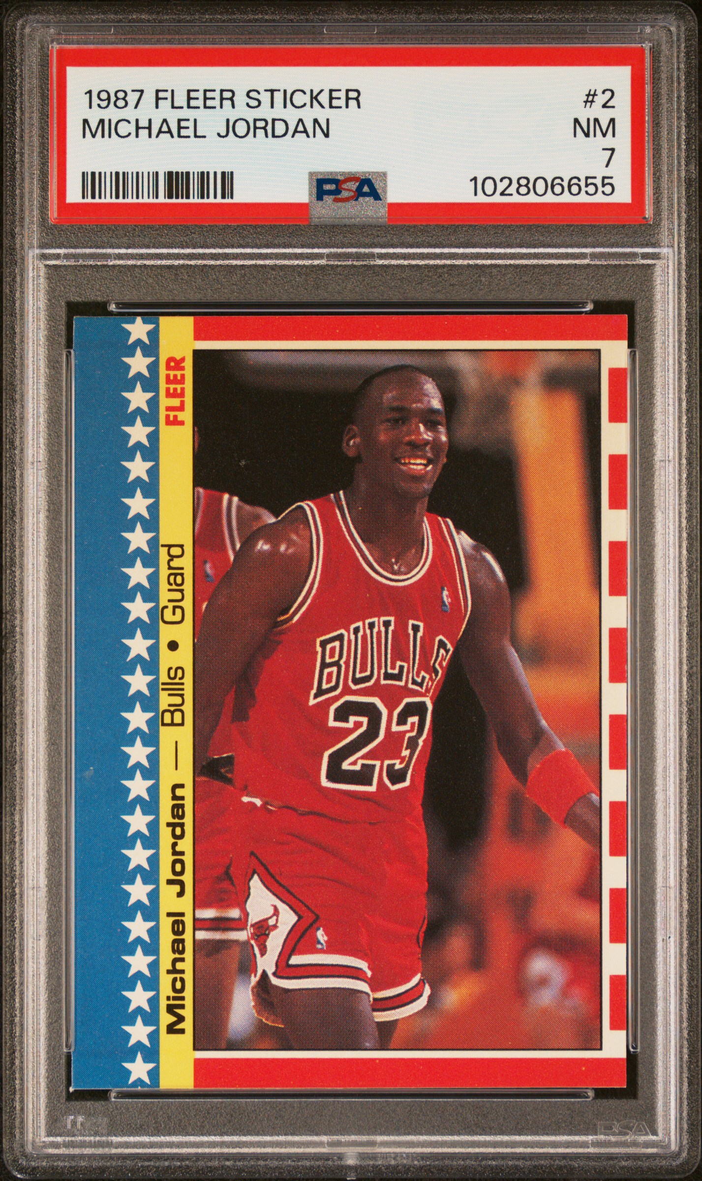 1987 Fleer Sticker Michael Jordan #2 Nm 7 front