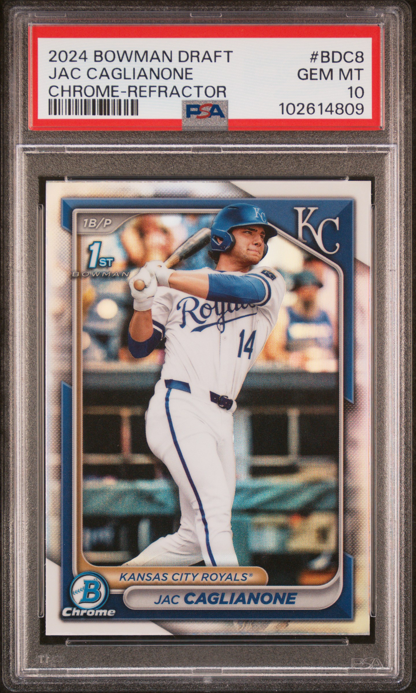 2024 Bowman Draft Jac Caglianone #Bdc8 (Chrome-Refractor) Gem Mt 10 front