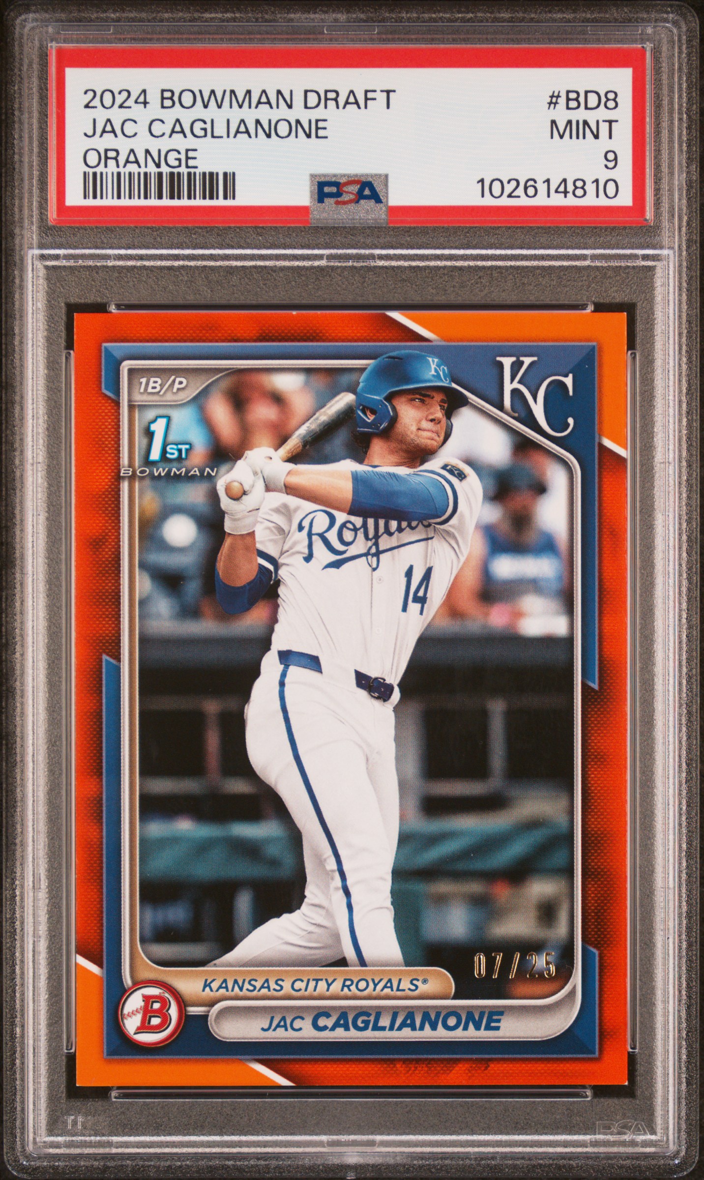 2024 Bowman Draft Jac Caglianone #Bd8 (Orange) Mint 9 front