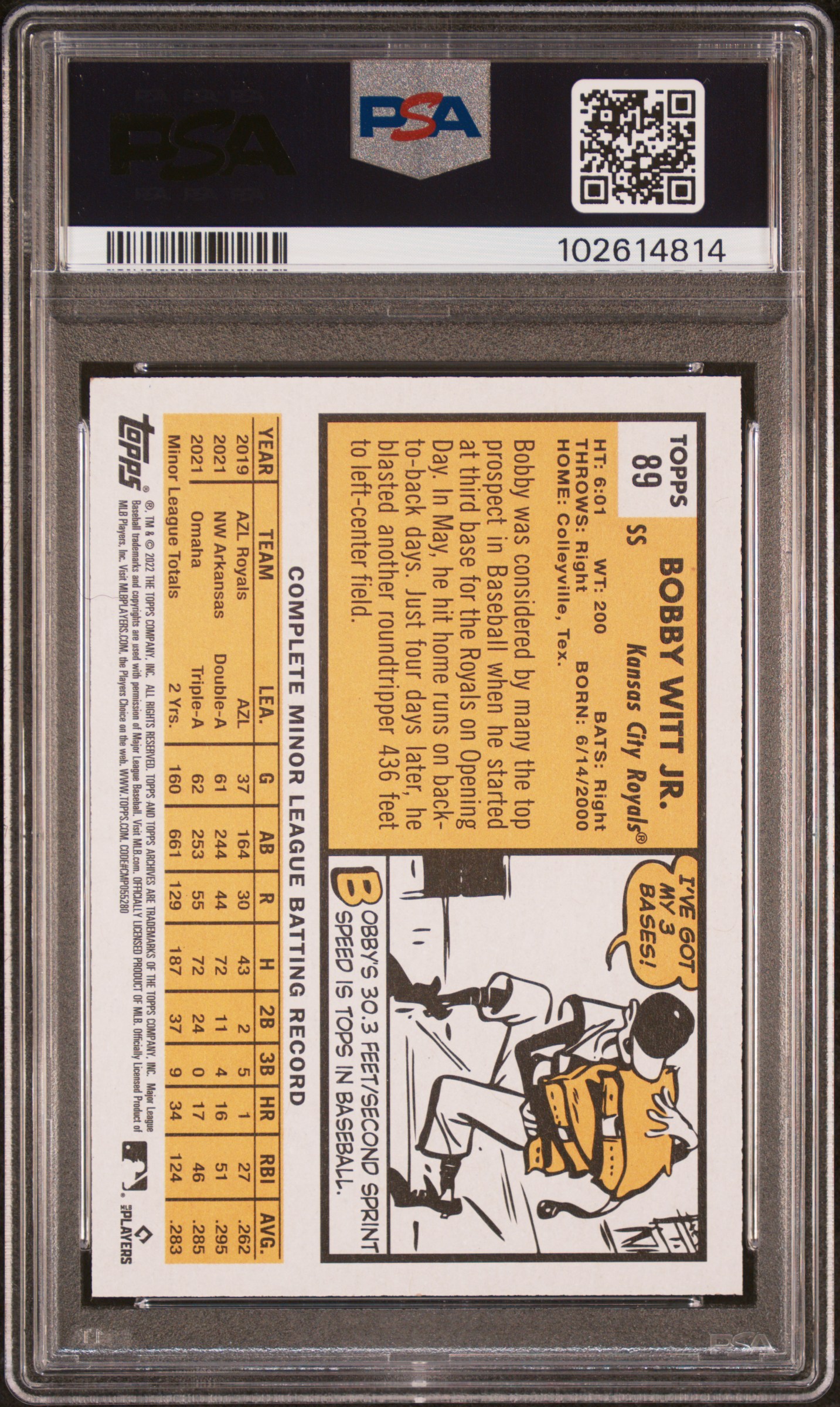 2022 Topps Archives Bobby Witt Jr. #89 (Sp) Mint 9 back