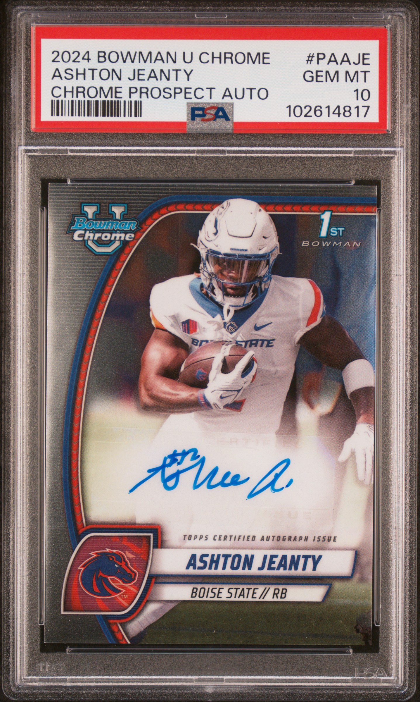 2024 Bowman University Chrome Bowman Chrome Prospect Autographs Ashton Jeanty #Paaje Gem Mt 10 front