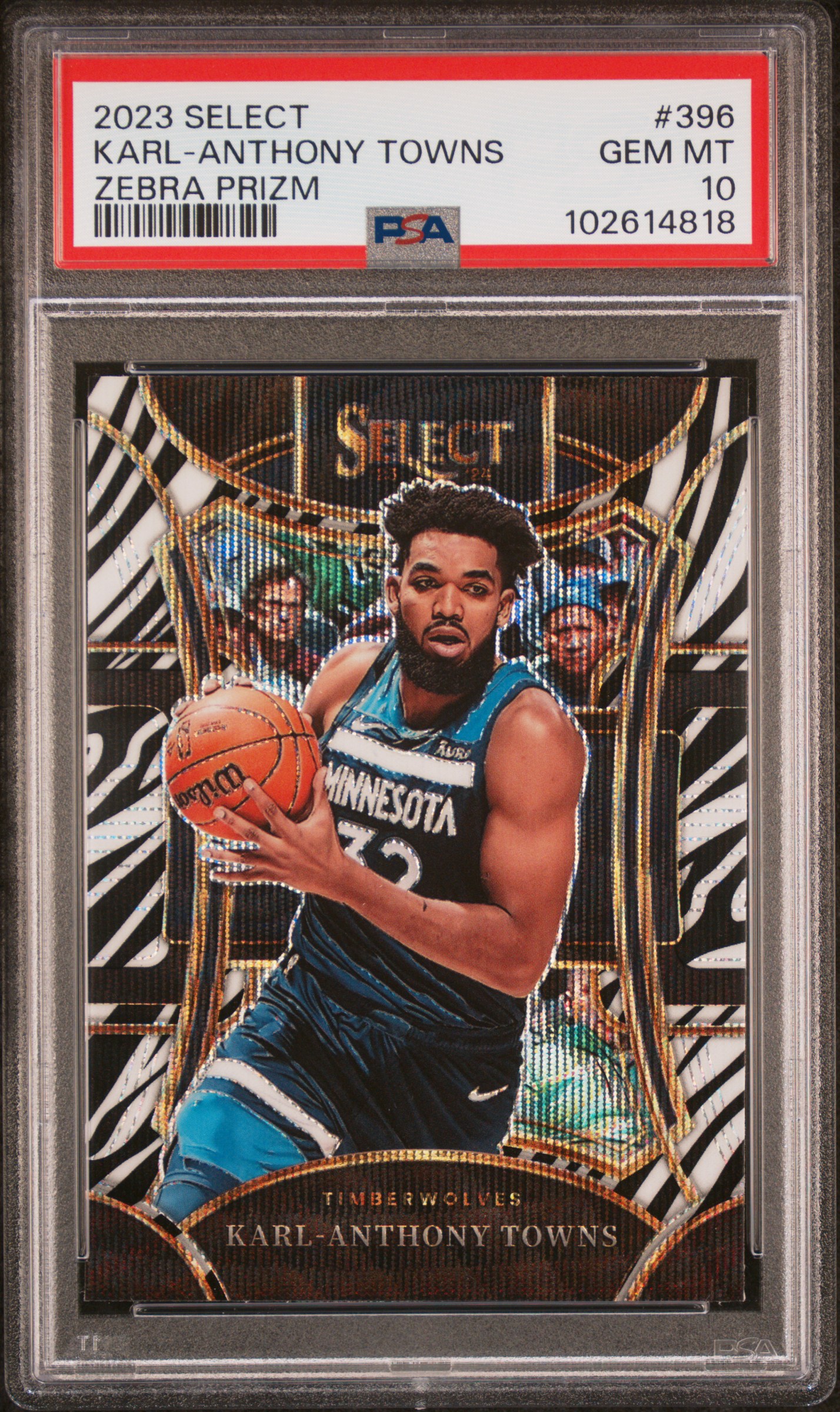 2023 Panini Select Karl-Anthony Towns #396 (Zebra Prizm) Gem Mt 10 front