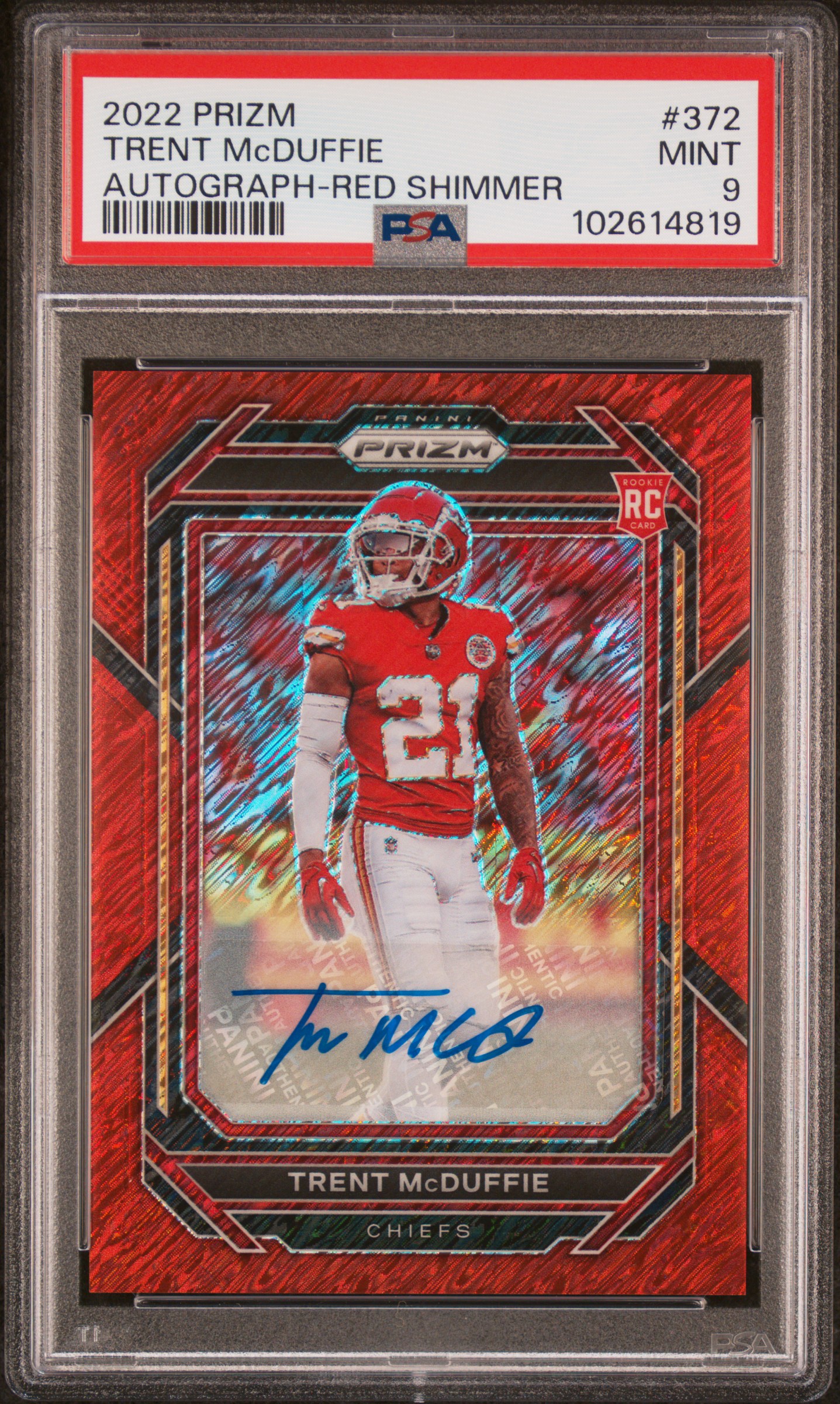 2022 Panini Prizm Trent Mcduffie #372 (Autograph-Red Shimmer) Mint 9 front