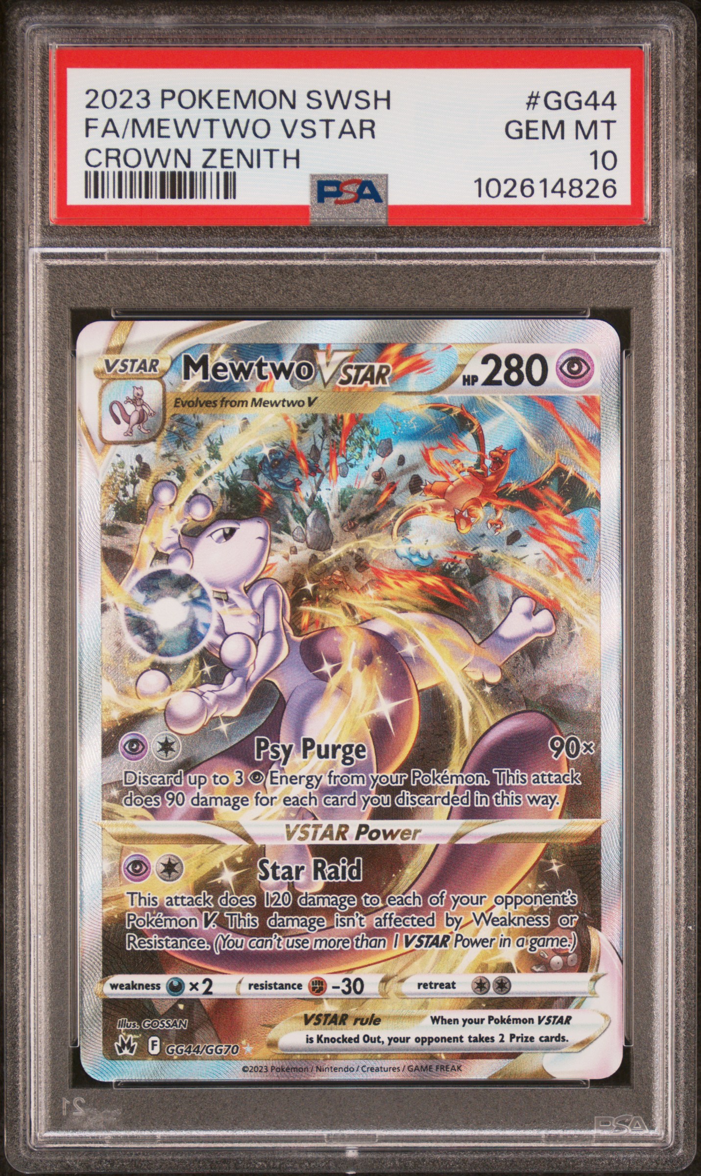 2023 Pokemon Sword And Shield Crown Zenith Fa/Mewtwo Vstar #Gg44 (Crown Zenith) Gem Mt 10 front