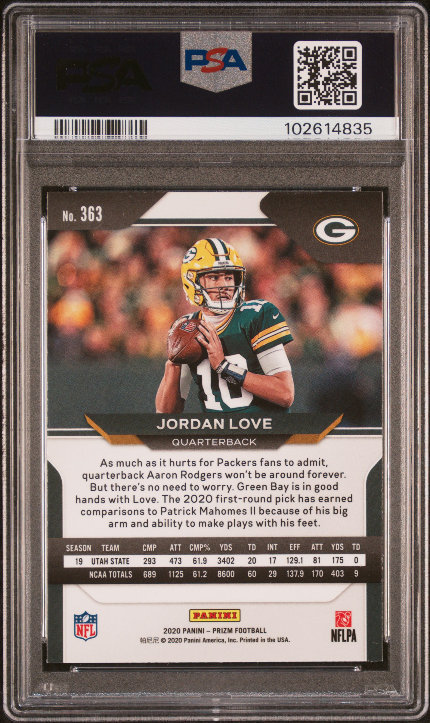 2020 Panini Prizm Jordan Love #363 (Variation) Mint 9 back