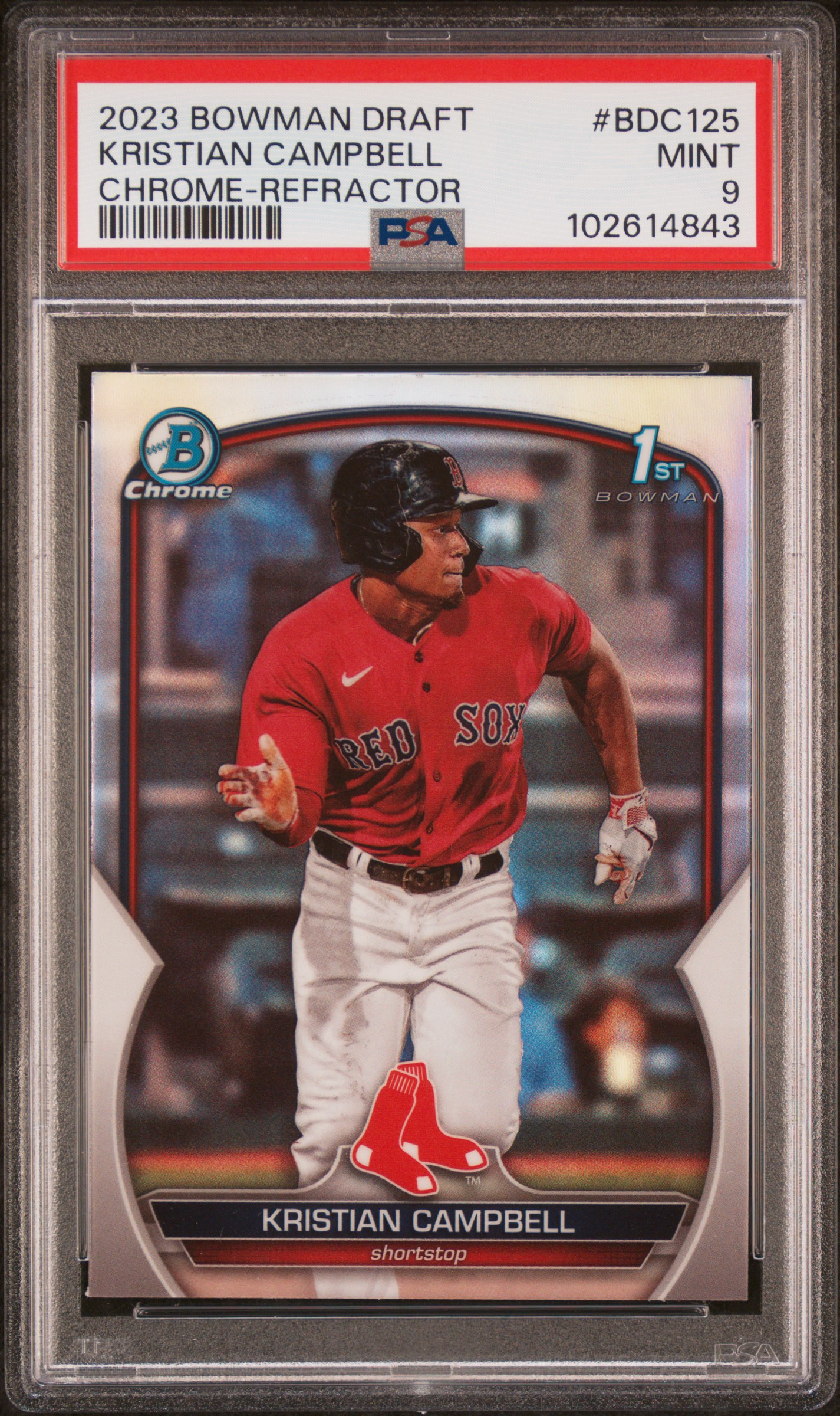 2023 Bowman Draft Kristian Campbell #Bdc125 (Chrome-Refractor) Mint 9 front