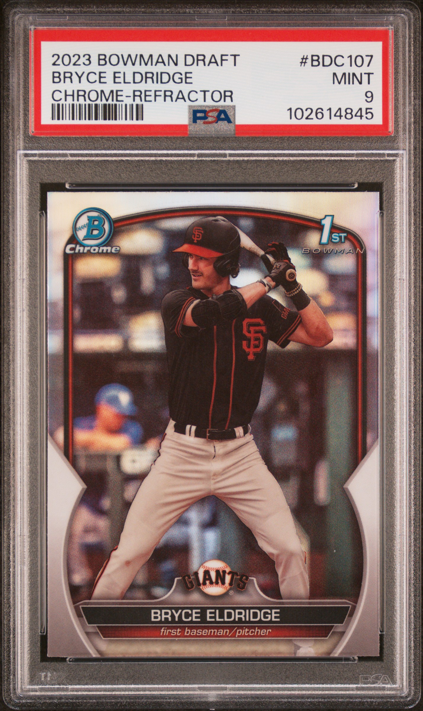 2023 Bowman Draft Bryce Eldridge #Bdc107 (Chrome-Refractor) Mint 9 front