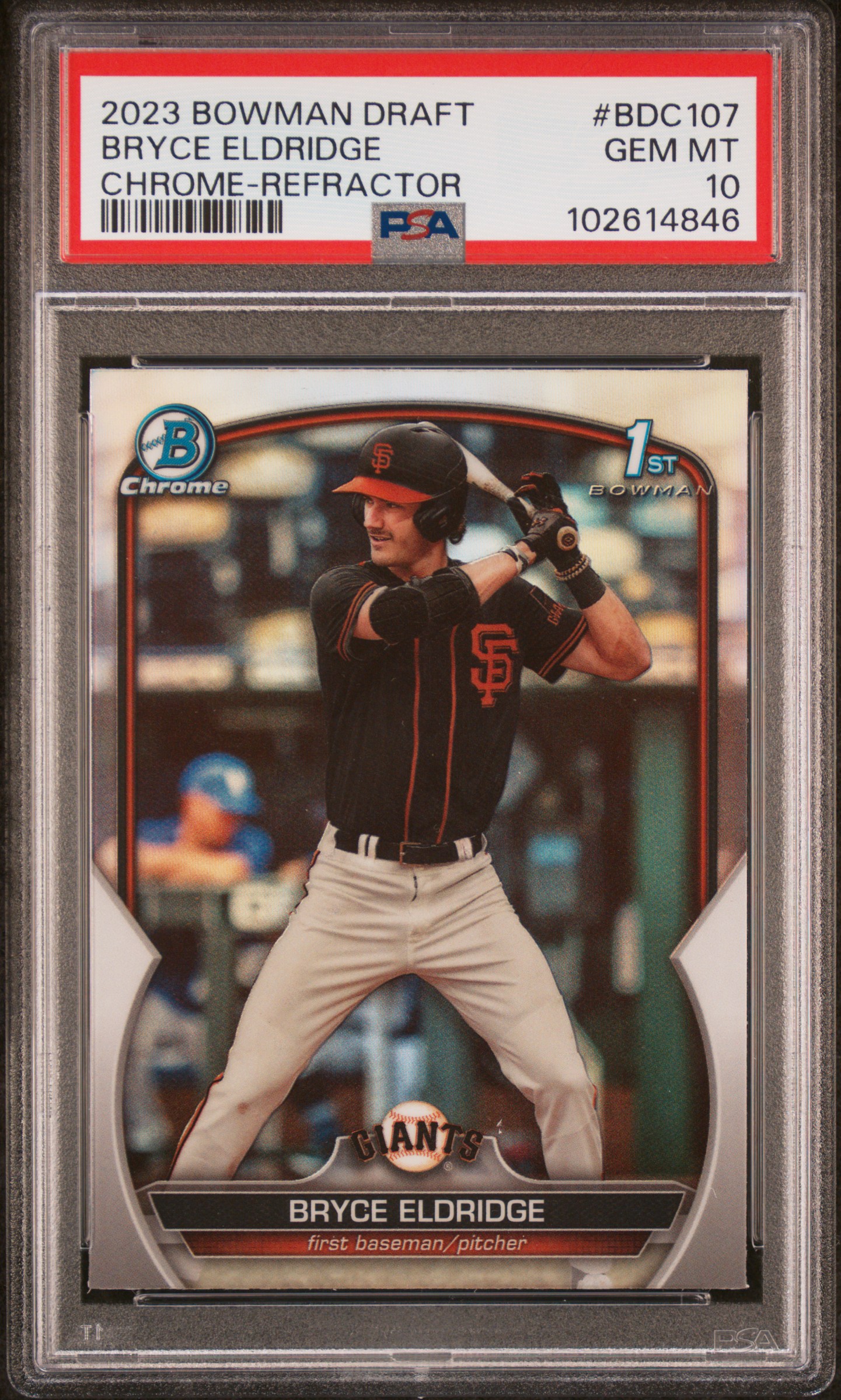 2023 Bowman Draft Bryce Eldridge #Bdc107 (Chrome-Refractor) Gem Mt 10 front