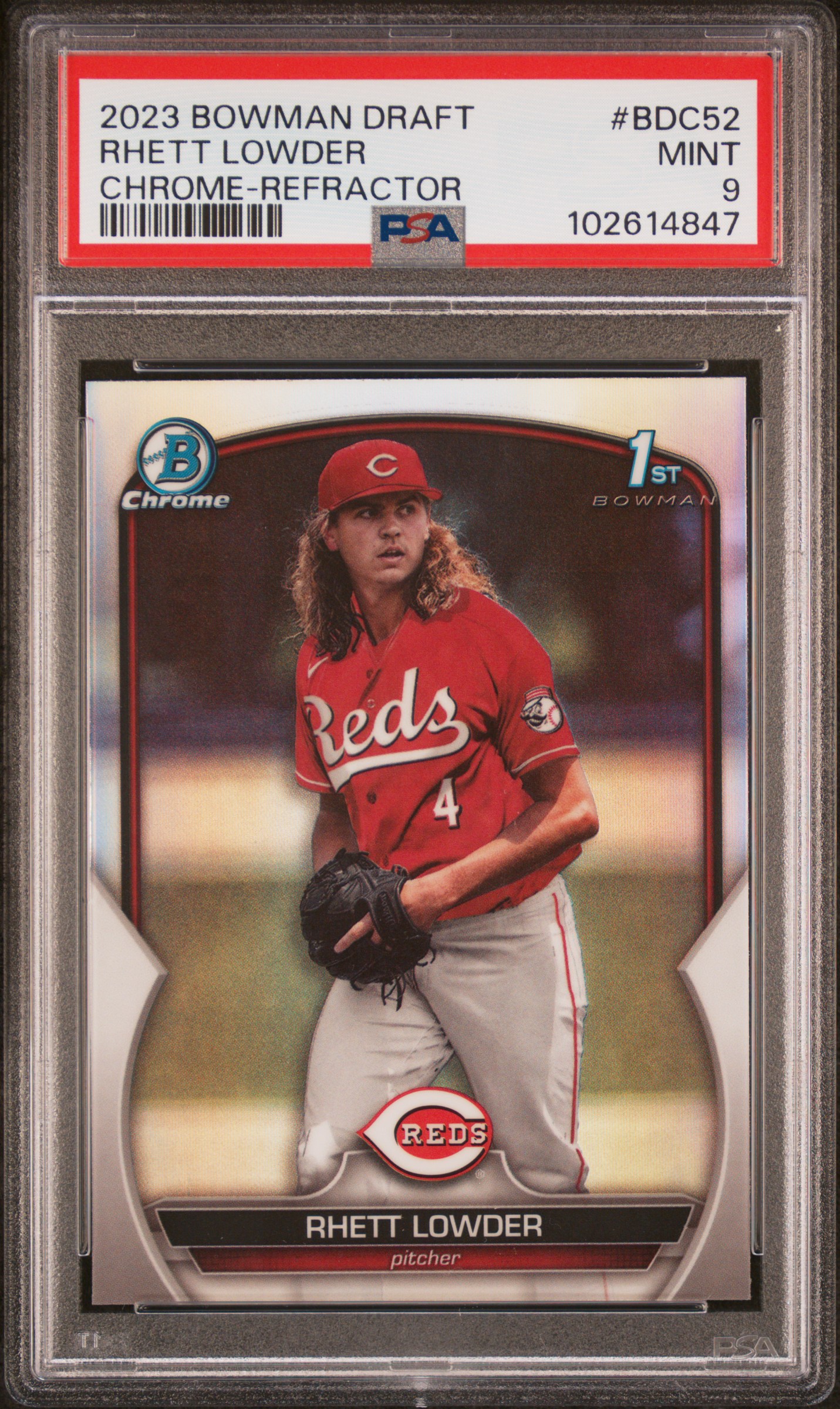 2023 Bowman Draft Rhett Lowder #Bdc52 (Chrome-Refractor) Mint 9 front
