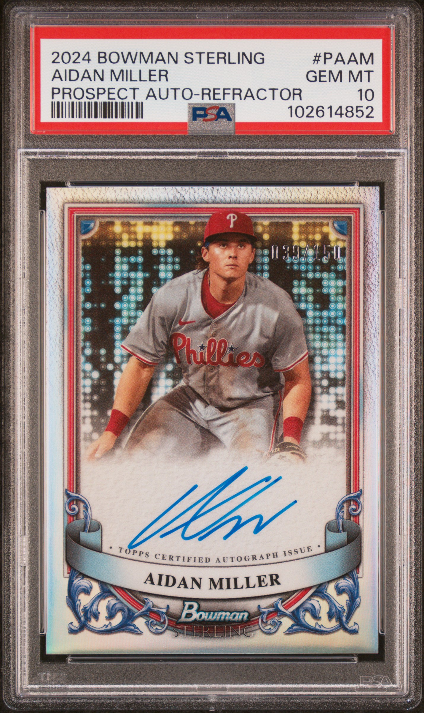 2024 Bowman Sterling Prospect Autographs Aidan Miller #Paam (Prospect Auto-Refractor) Gem Mt 10 front