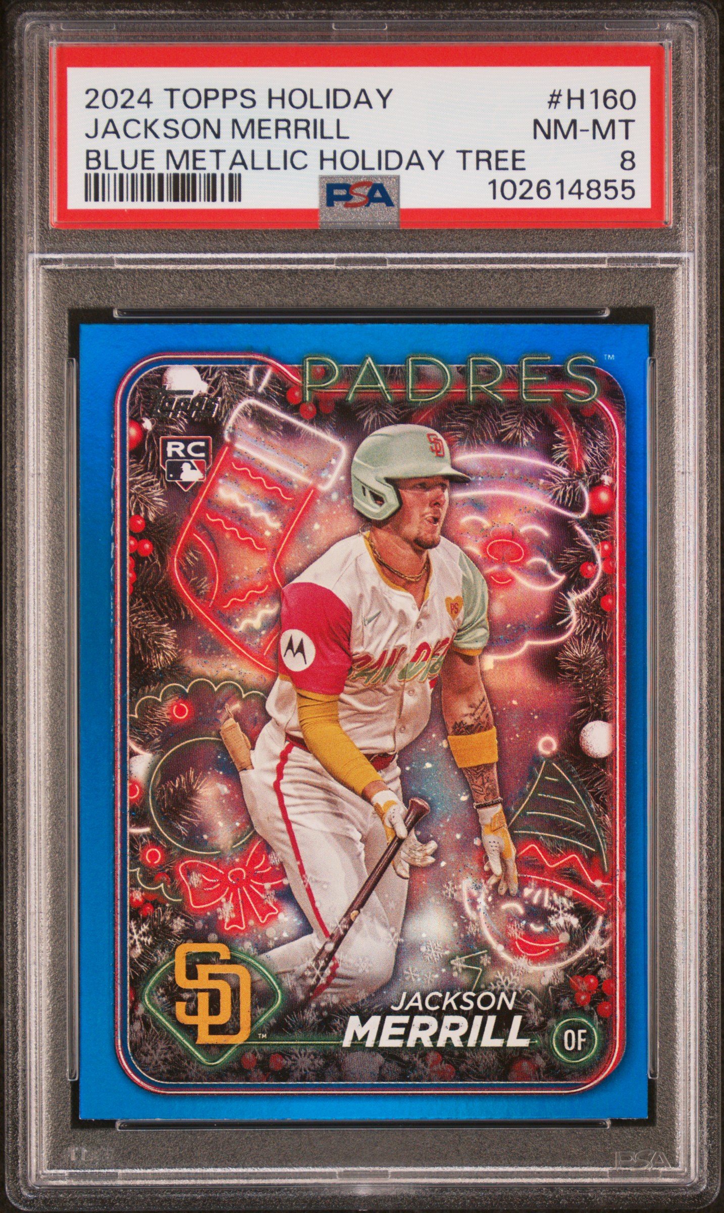 2024 Topps Holiday Jackson Merrill #H160 (Blue Metallic Holiday Tree) Nm-Mt 8 front