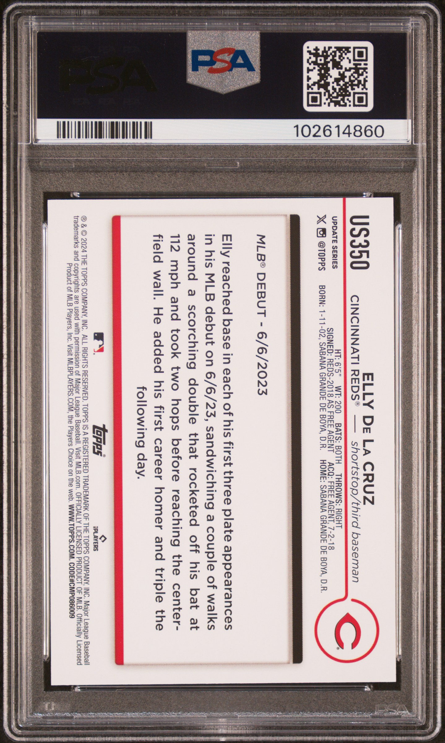 2024 Topps Update Elly De La Cruz #Us350 (Companion Cards) Mint 9 back