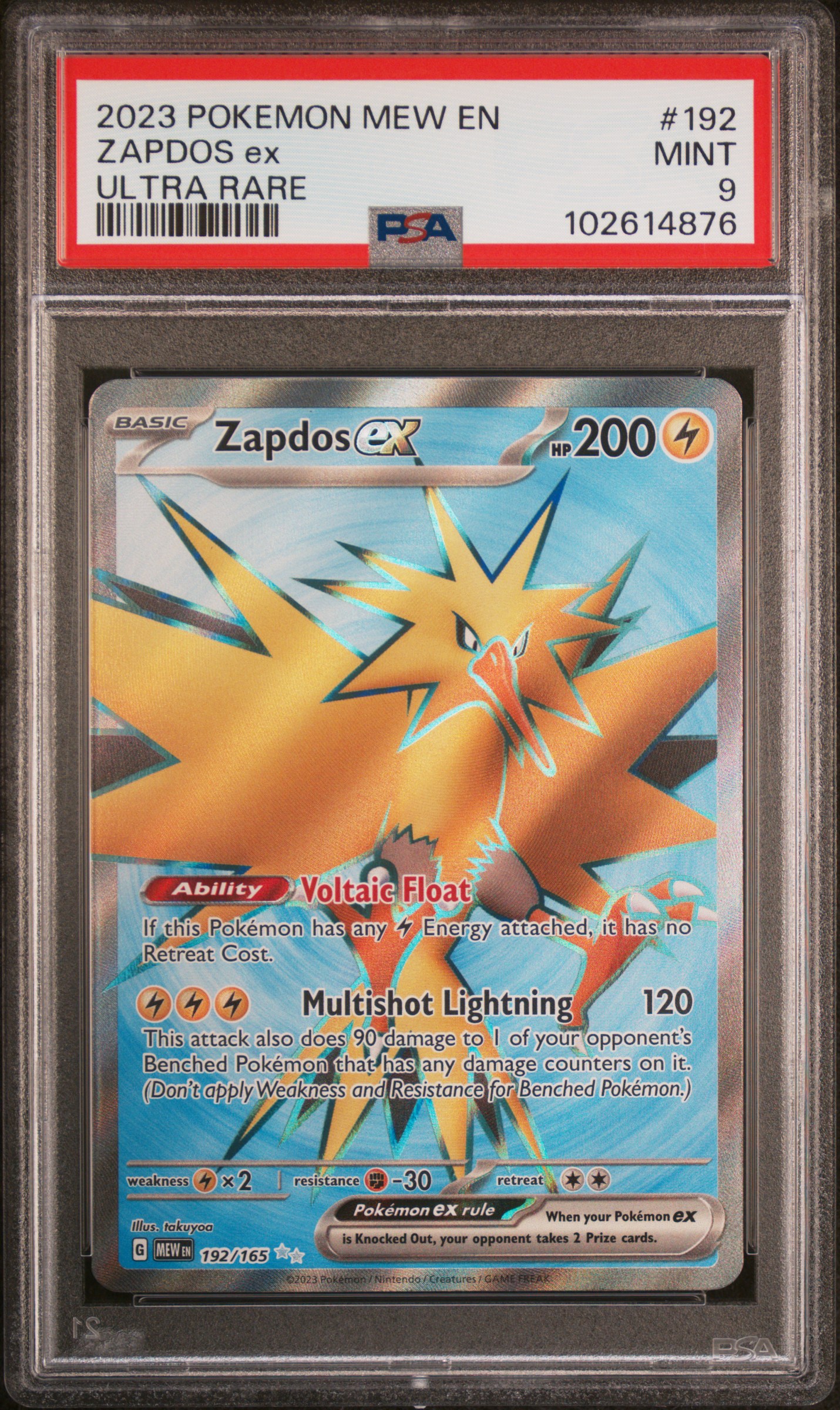 2023 Pokemon Mew En-151 Zapdos Ex #192 (Ultra Rare) Mint 9 front