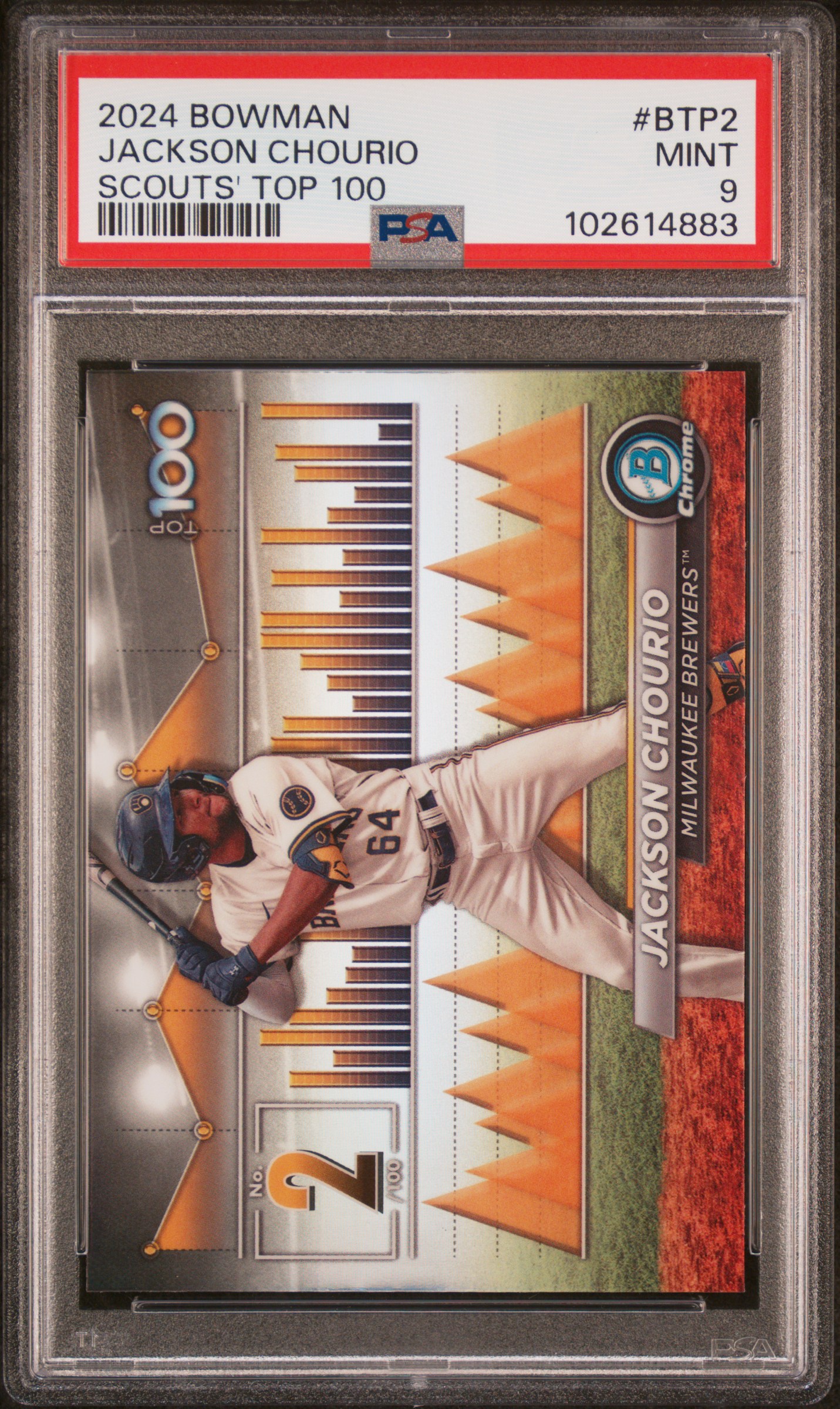 2024 Bowman Bowman Scouts' Top 100 Jackson Chourio #Btp2 Mint 9 front