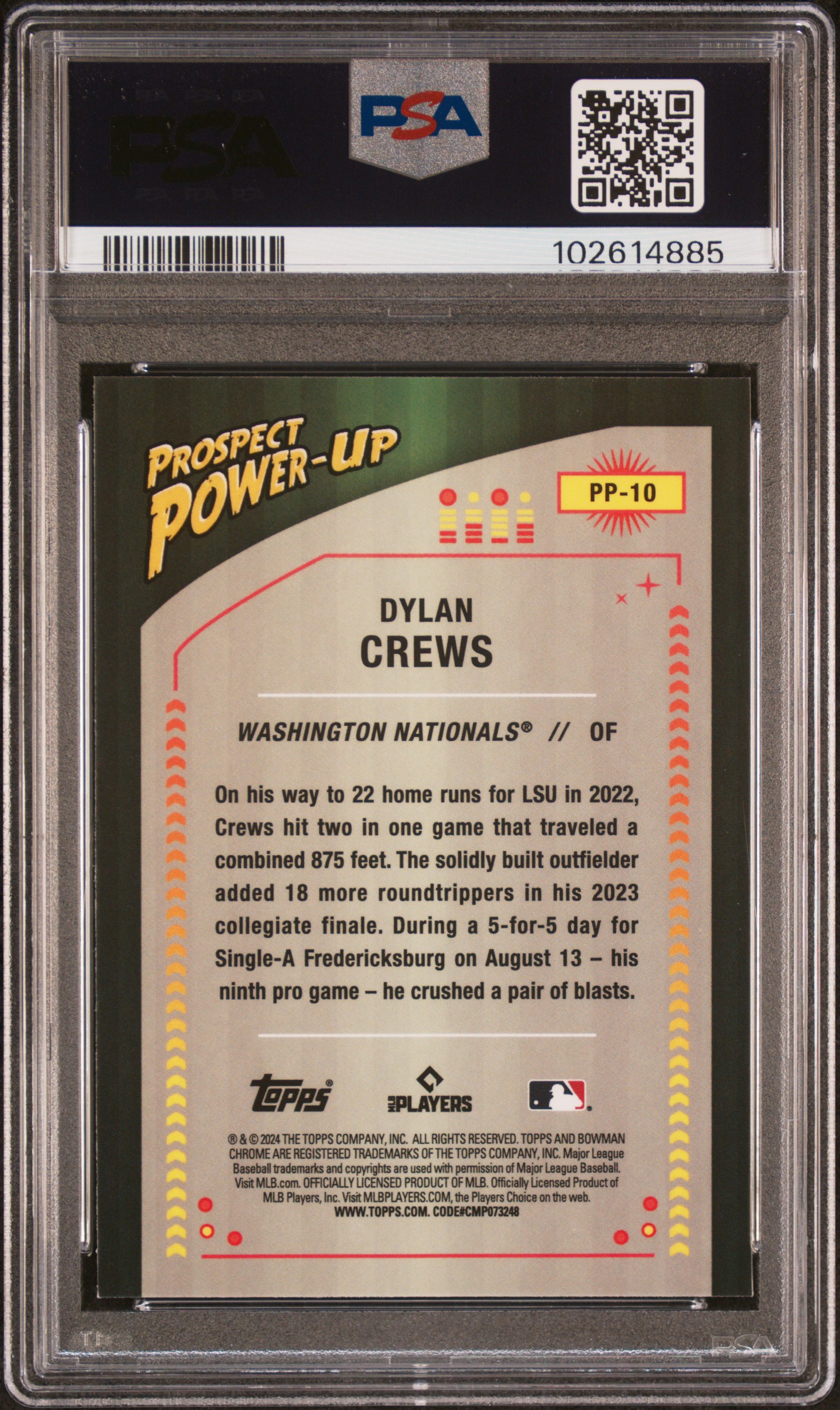 2024 Bowman Prospect Power-Up Dylan Crews #Pp10 Mint 9 back