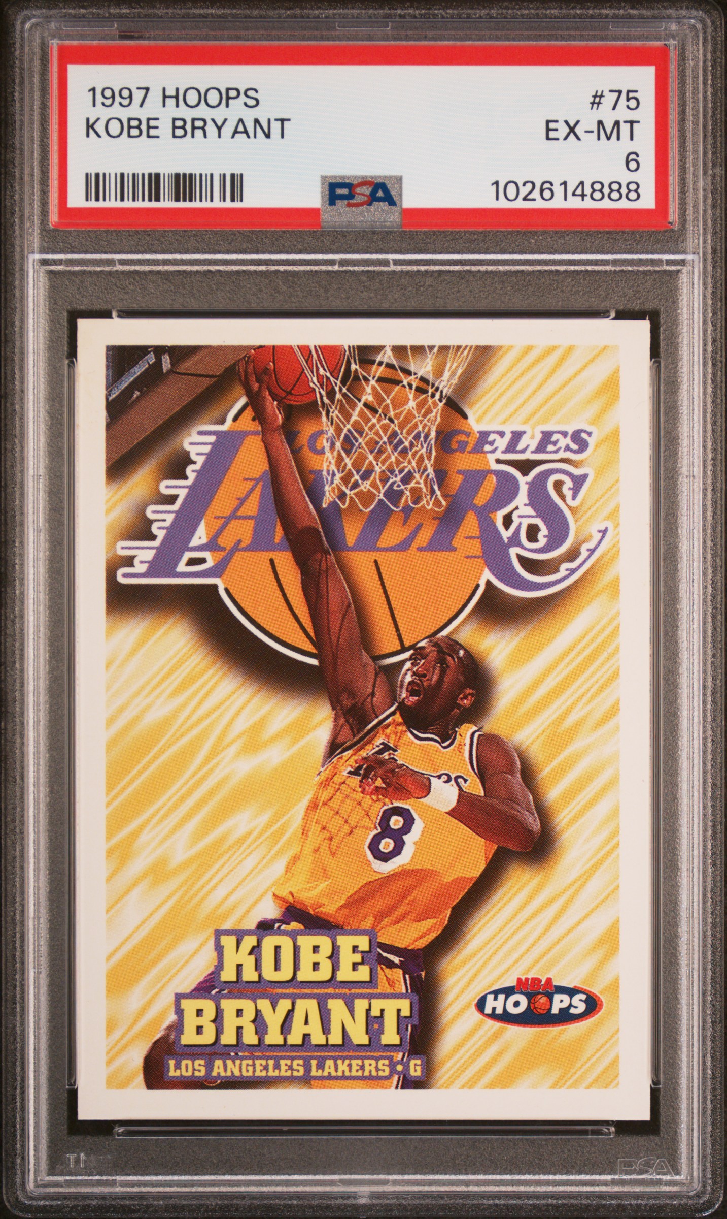 1997 Hoops Kobe Bryant #75 Ex-Mt 6 front