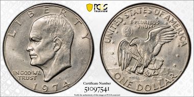 1974-D $1 AU58