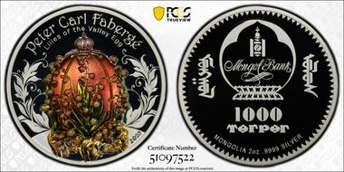 2025 1000 T Peter Carl Faberge Egg Lilies of the Valley First Strike PR70DCAM