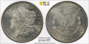 1878 7/8TF $1 VAM 45, Doubled Talons Weak 7/0 MS62