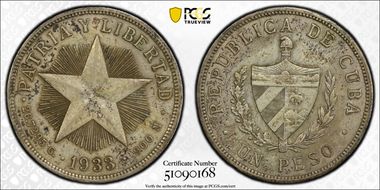 1933 Peso KM-15.2  Ag AU50