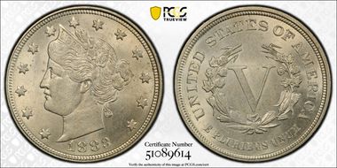 1883 5C No CENTS MS63