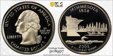 2005-S 25C Minnesota Silver PR69DCAM