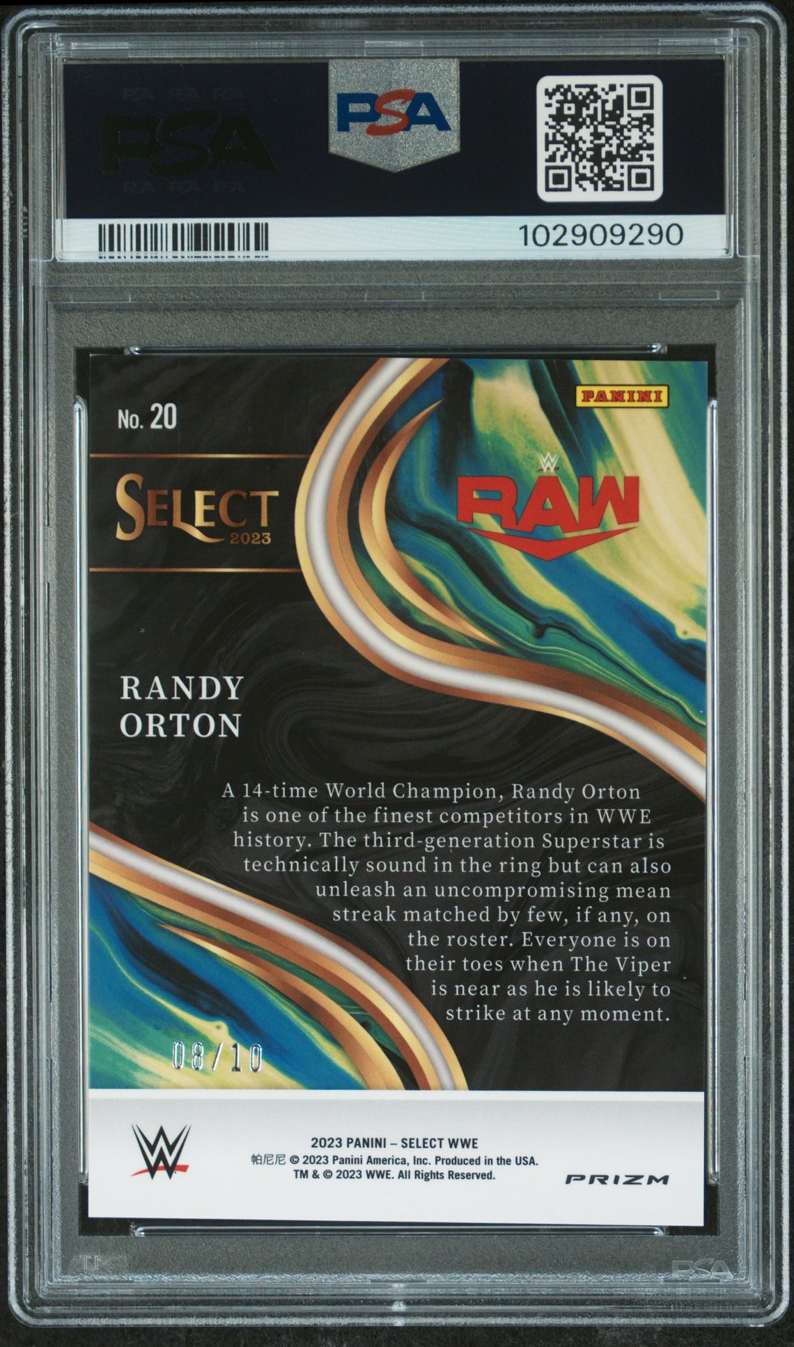 2023 Panini Select Wwe Sensations Randy Orton #20 (Sensations-Gold Wave) Mint 9 back