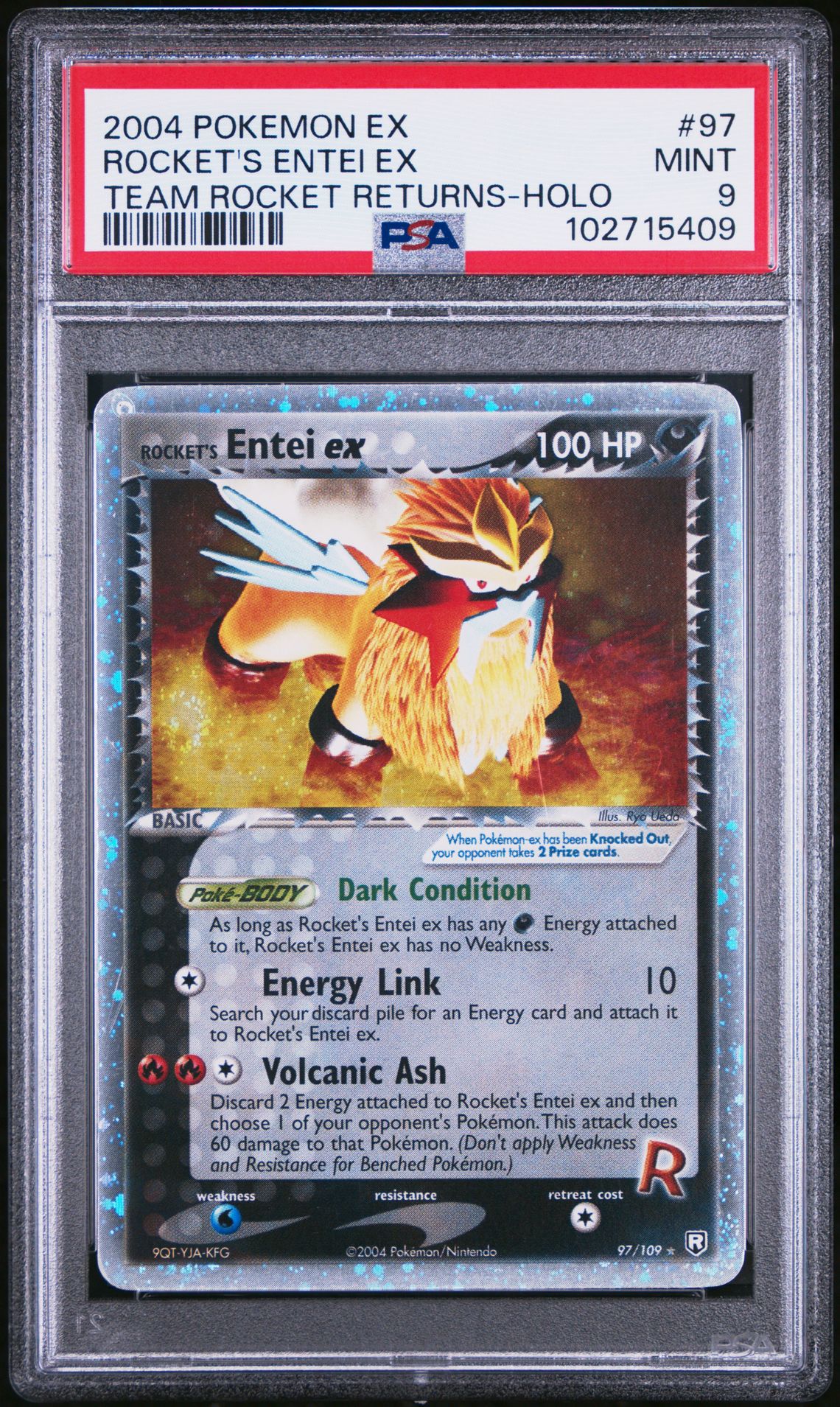 2004 Pokemon POKEMON EX TEAM ROCKET RETURNS TEAM ROCKET RETURNS-HOLO #97 Rocket's Entei EX front