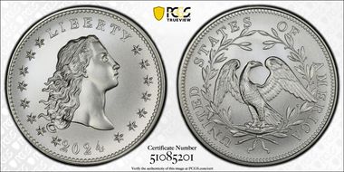 2024 Medal Flowing Hair Ag 230th Anniversary MS70