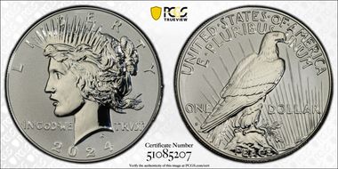 2024-S $1 Peace Dollar Rev PR Two-Coin Reverse Proof Set PR70