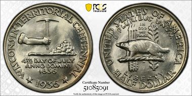 1936 50C Wisconsin MS67