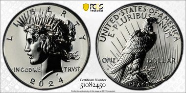 2024-S $1 Peace Dollar Rev PR Two-Coin Reverse Proof Set PR68
