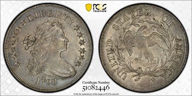 1798 $1 Small Eagle, 13 Stars AU58+
