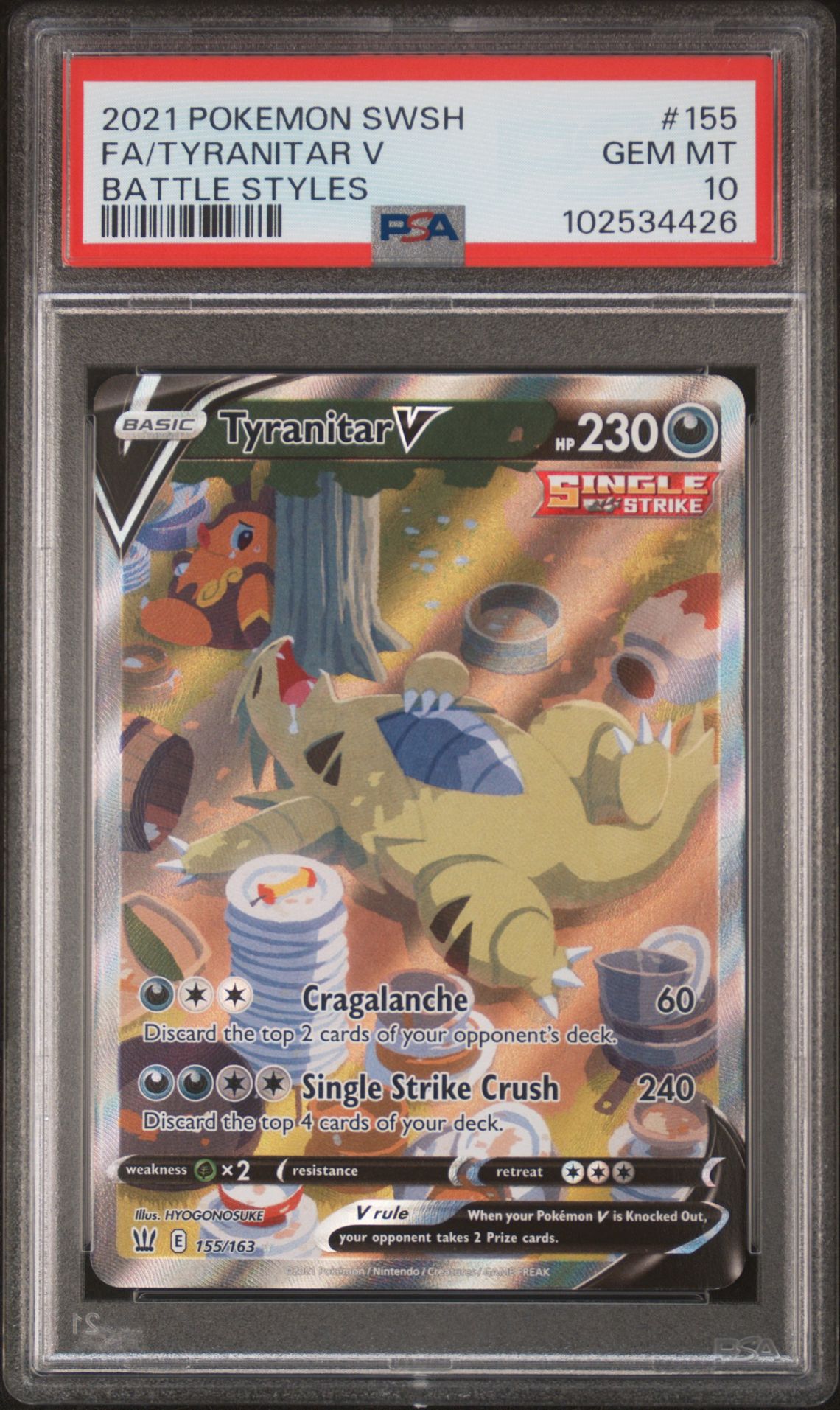 2021 Pokemon Sword & Shield Battle Styles Fa/Tyranitar V #155 (Battle Styles) Gem Mt 10 front