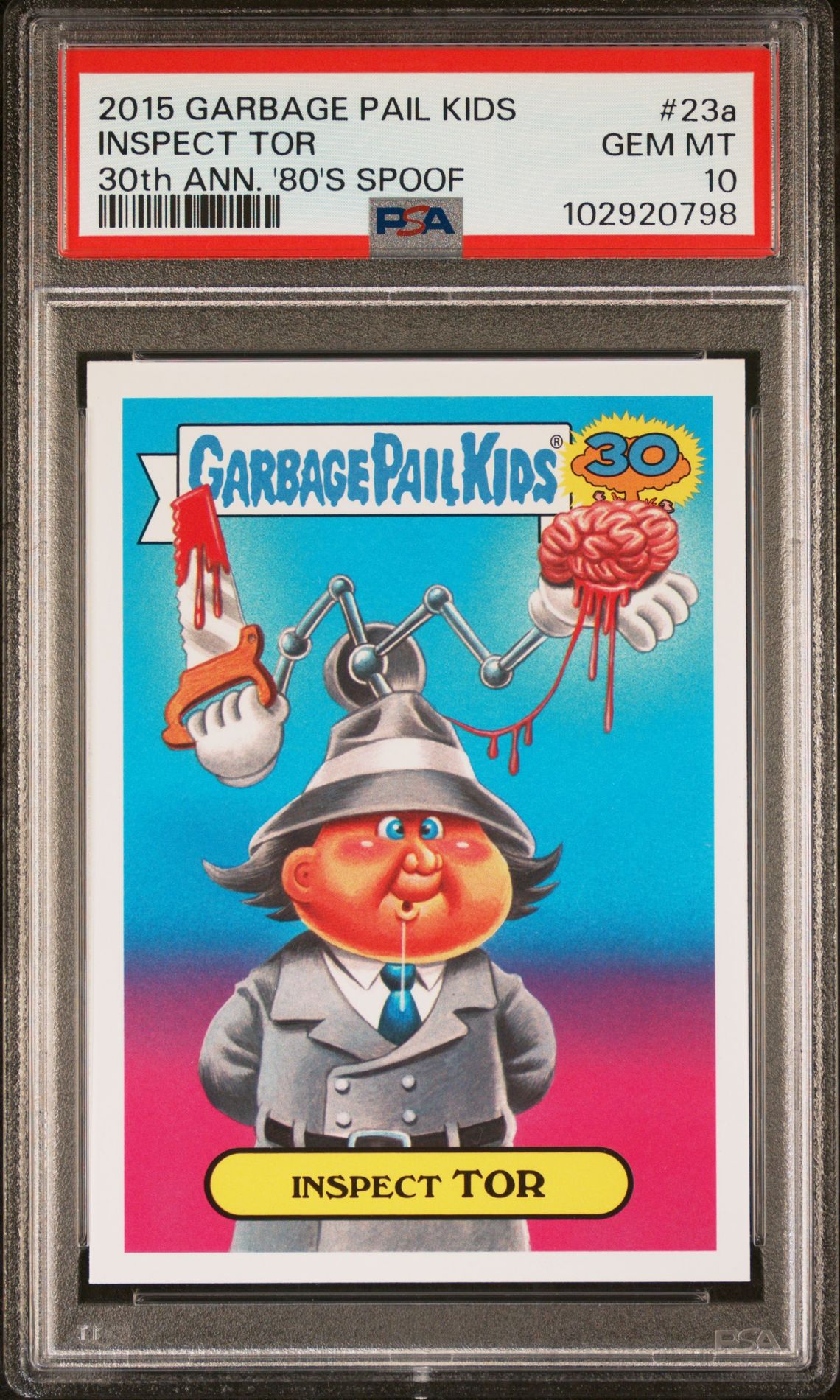 2015 Topps TOPPS GARBAGE PAIL KIDS 30TH ANNIVERSARY '80'S SPOOF 80s Spoof #23A Inspect Tor front