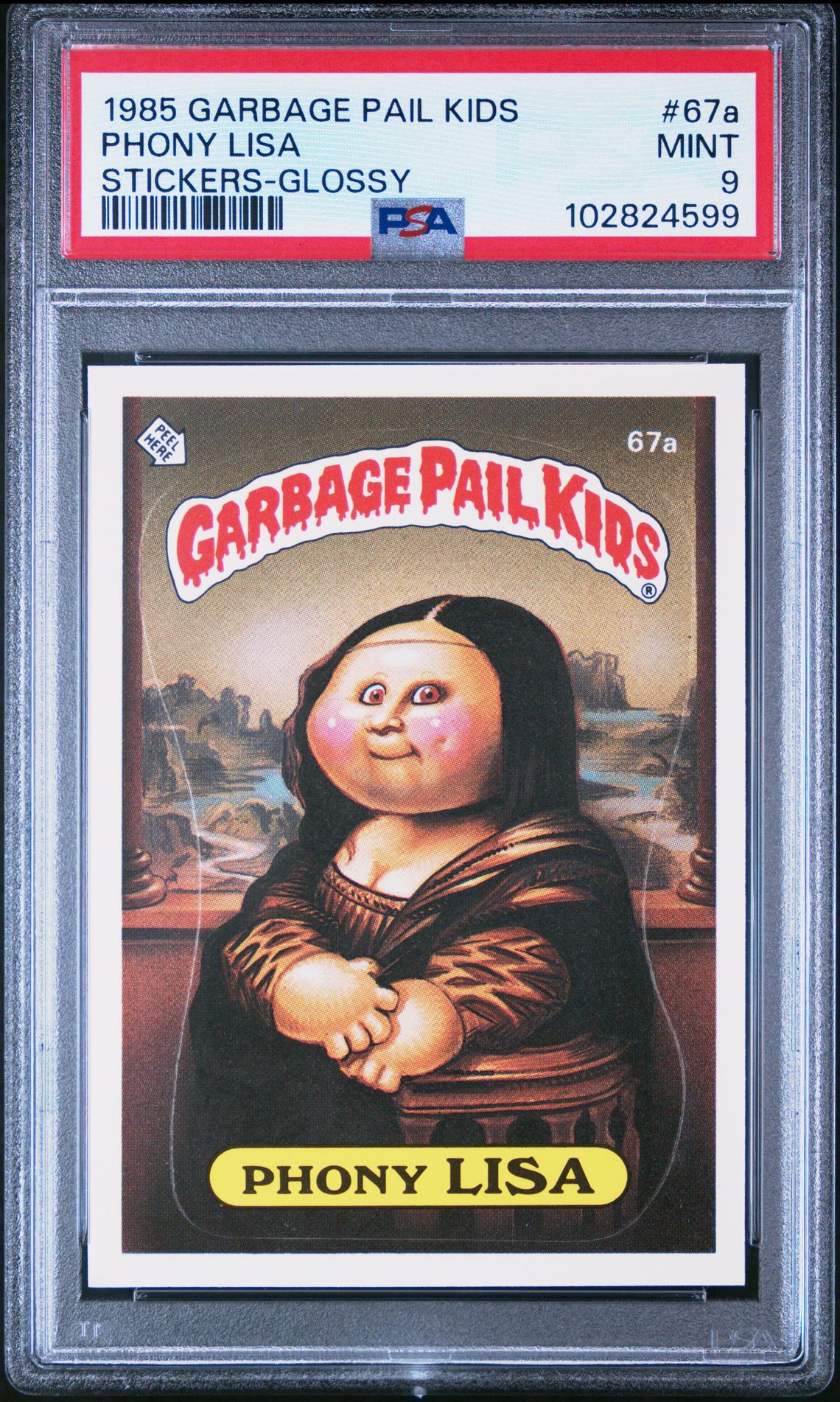 1985 Garbage Pail Kids GARBAGE PAIL KIDS STICKERS GLOSSY #67A Phony Lisa front
