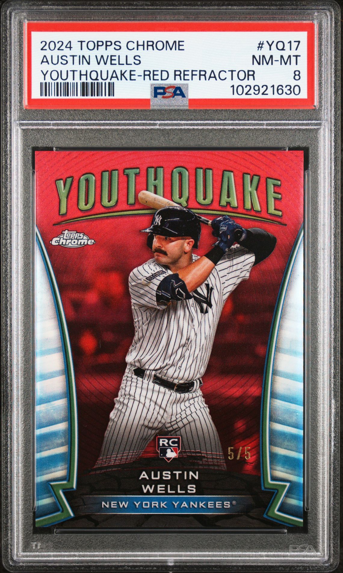 2024 Topps TOPPS CHROME YOUTHQUAKE YOUTHQUAKE-RED REFRACTOR #YQ17 Austin Wells front