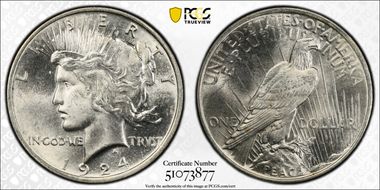 1924 $1 VAM 2 Doubled Reverse MS63