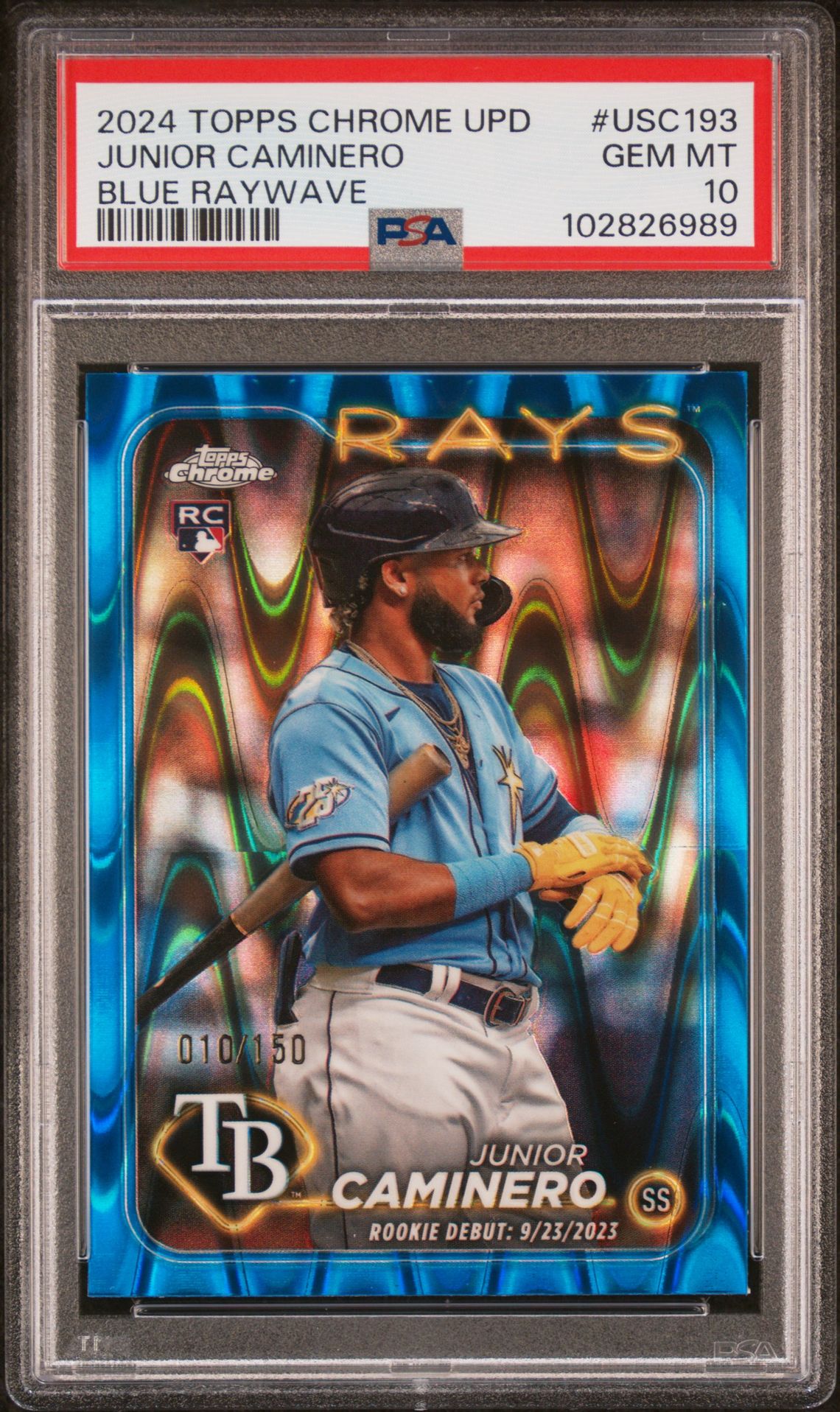 2024 Topps TOPPS CHROME UPDATE BLUE RAYWAVE #USC193 Junior Caminero front