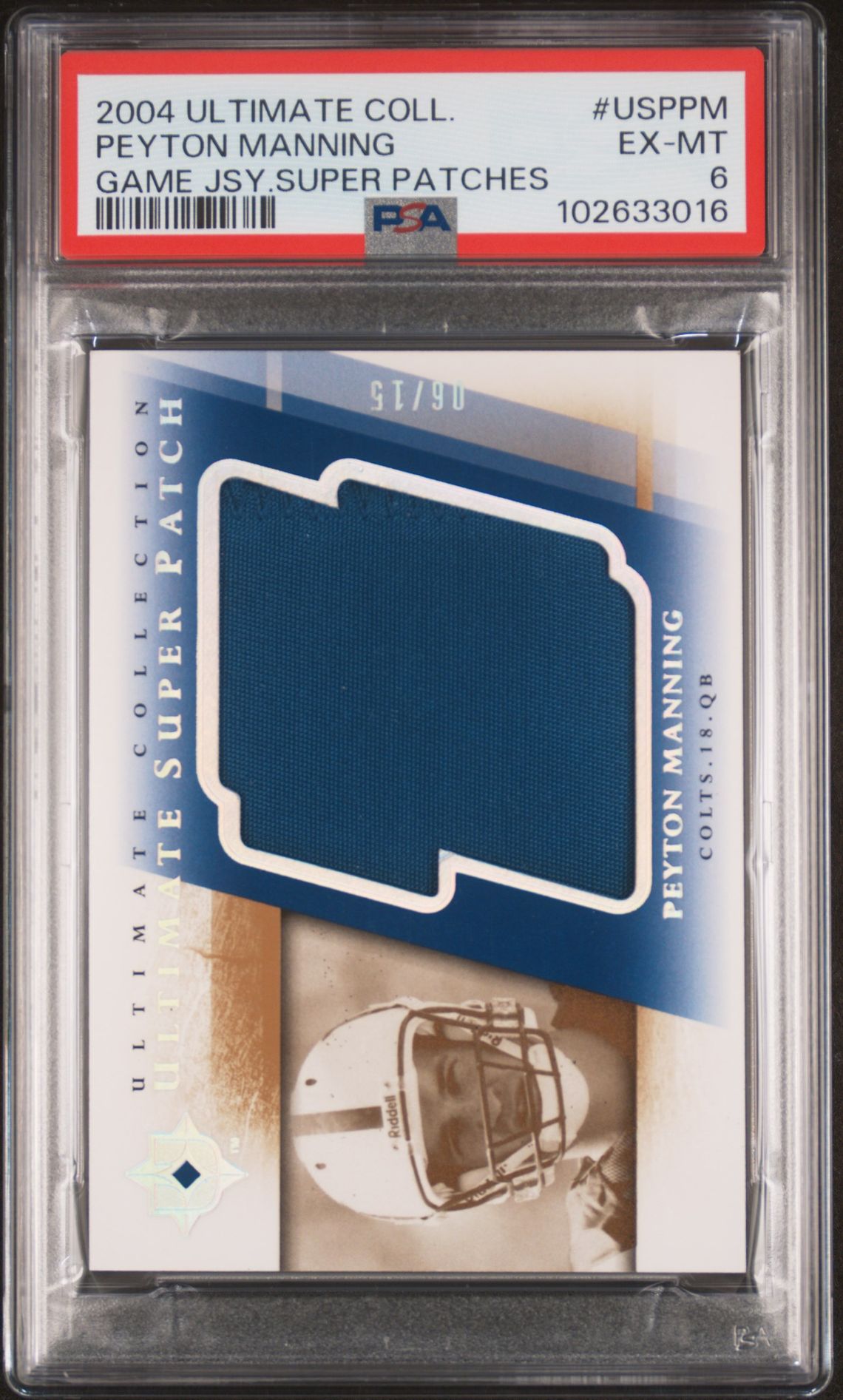2004 ULTIMATE COLLECTION GAME JERSEY SUPER PATCHES #USPPM Peyton Manning front