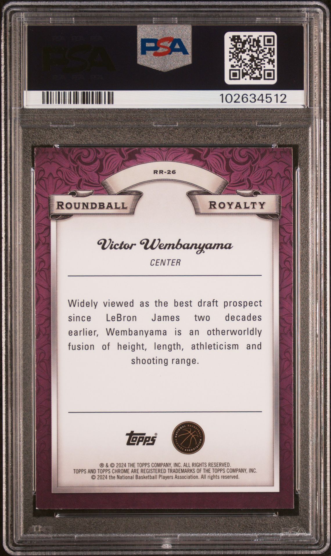 2023 Topps Chrome Roundball Royalty Victor Wembanyama #Rr26 Mint 9 back